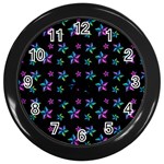 Stars Pattern Art Design Wallpaper Wall Clock (Black) Front