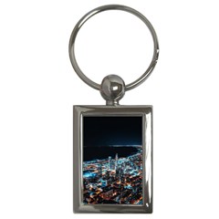 Aerial Photography Of Lighted High Rise Buildings Key Chain (rectangle) by Modalart