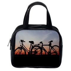 Bicycles Wheel Sunset Love Romance Classic Handbag (one Side) by Amaryn4rt