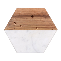 Cross Circles White Circles Marble Wood Coaster (hexagon)  by Grandong