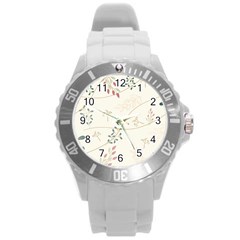 Background Pattern Template Texture Round Plastic Sport Watch (l)