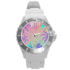 Palm Trees Leaves Plants Tropical Round Plastic Sport Watch (l)