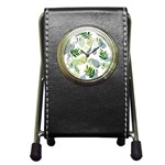 Leaves Foliage Pattern Abstract Pen Holder Desk Clock Front