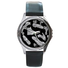 Pattern Shiny Shoes Round Metal Watch