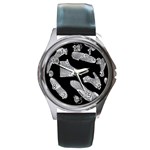 Pattern Shiny Shoes Round Metal Watch Front