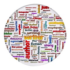 Writing Author Motivation Words Round Glass Fridge Magnet (4 Pack)