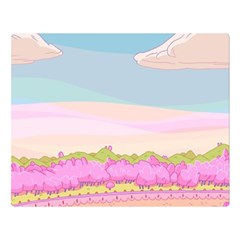 Pink And White Forest Illustration Adventure Time Cartoon Premium Plush Fleece Blanket (large)