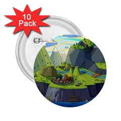 Cartoon Network Mountains Landscapes Seas Illustrations Adventure Time Rivers 2 25  Buttons (10 Pack) 