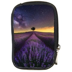 Bed Of Purple Petaled Flowers Photography Landscape Nature Compact Camera Leather Case by Sarkoni