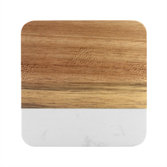 Dots Pointillism Abstract Chevron Marble Wood Coaster (square)