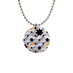 Flower Shape Abstract Pattern 1  Button Necklace by Modalart
