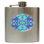 Checkerboard Square Abstract Hip Flask (6 oz) Front