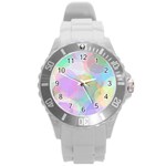 Abstract Background Texture Round Plastic Sport Watch (L) Front