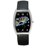 Flower Pattern Design Abstract Background Barrel Style Metal Watch Front