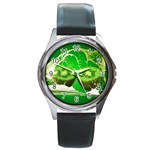 Kiwi Fruit Vitamins Healthy Cut Round Metal Watch Front