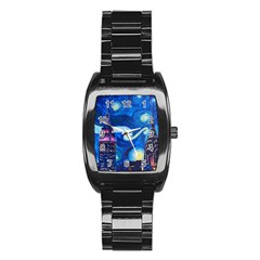 Starry Night In New York Van Gogh Manhattan Chrysler Building And Empire State Building Stainless Steel Barrel Watch