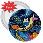 Adventure Time Art Starry Night Van Gogh 3  Buttons (10 pack)  Front