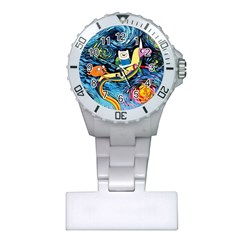Adventure Time Art Starry Night Van Gogh Plastic Nurses Watch
