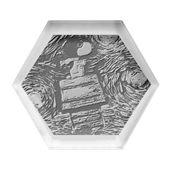 Dog Flying House Cartoon Starry Night Vincent Van Gogh Parody Hexagon Wood Jewelry Box by Modalart