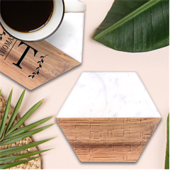 Geometric Rectangle Shape Linear Marble Wood Coaster (hexagon) 