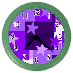 Purple Stars Pattern Shape Color Wall Clock