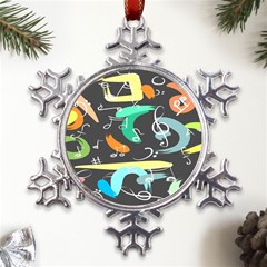 Repetition Seamless Child Sketch Metal Large Snowflake Ornament