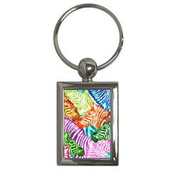 Zebra Colorful Abstract Collage Key Chain (rectangle) by Amaryn4rt