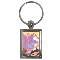 Pink Mountains Grand Canyon Psychedelic Mountain Key Chain (rectangle) by Modalart