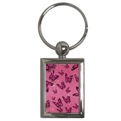 Pink Glitter Butterfly Key Chain (rectangle) by Modalart