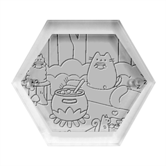 Pusheen Cute Fall The Cat Hexagon Wood Jewelry Box by Modalart