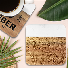Comic Elements Colorful Seamless Pattern Marble Wood Coaster (square)