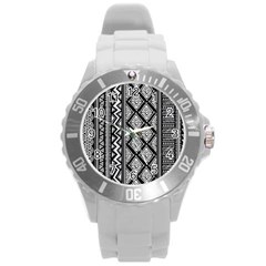 Tribal African Pattern Round Plastic Sport Watch (l)