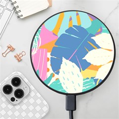Exotic Leaves Flower Plant And Branches Art Print Botanical Pattern Wireless Fast Charger(black)