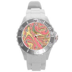 Pattern Glitter Pastel Layer Round Plastic Sport Watch (l)