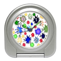 Inks Drops Black Colorful Paint Travel Alarm Clock
