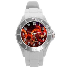 Background Fractal Abstract Round Plastic Sport Watch (l)