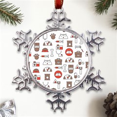 Vector Thin Line Art Vet Seamless Pattern Metal Large Snowflake Ornament