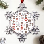Vector Thin Line Art Vet Seamless Pattern Metal Large Snowflake Ornament Front