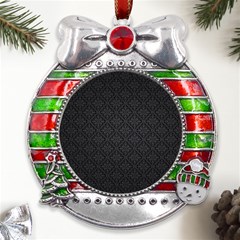 Black Floral Background, Black Backgrounds, Vintage Floral Metal X mas Ribbon With Red Crystal Round Ornament