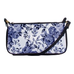 Blue Vintage Background Background With Flowers, Vintage Shoulder Clutch Bag by nateshop