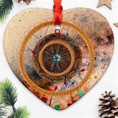 Dreamcatcher, Abstract, Colorful, Colors, Dream, Golden, Vintage Ornament (heart)