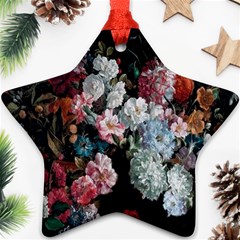 Floral Pattern, Red, Floral Print, E, Dark, Flowers Star Ornament (two Sides)