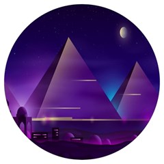 Egyptian Pyramids Night Landscape Cartoon Round Trivet