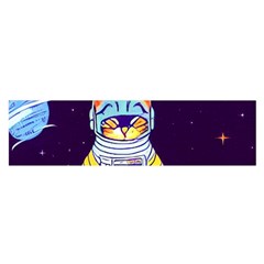 Cat Astronaut Space Retro Universe Oblong Satin Scarf (16  X 60 )