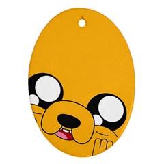 Adventure Time Cartoon Face Funny Happy Toon Oval Ornament (two Sides) by Bedest