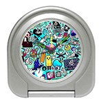 Graffiti Pop Art Crazy Retro Travel Alarm Clock Front