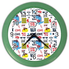 Monster Cool Seamless Pattern Color Wall Clock