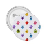 Seamless Pattern Cute Funny Monster Cartoon Isolated White Background 2.25  Buttons Front