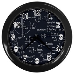 Mathematical Seamless Pattern With Geometric Shapes Formulas Wall Clock (black) by Hannah976