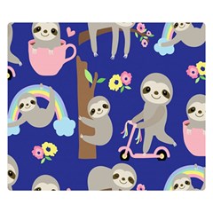 Hand Drawn Cute Sloth Pattern Background Premium Plush Fleece Blanket (small)